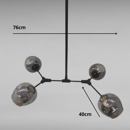 Lustre Sky ajustable en noir et globes verre fumé