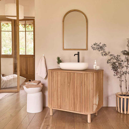 Meuble sous vasque en teck massif 90 cm