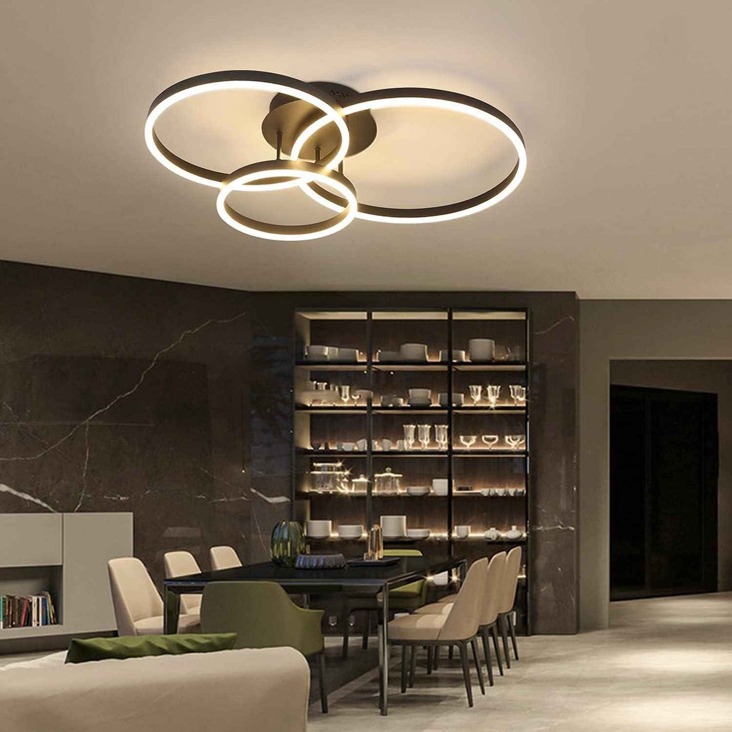 Plafonnier Ring moderne en Acrylique noir