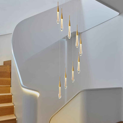 Grand Lustre 13 Tea Drop en verre cristallin double hauteur