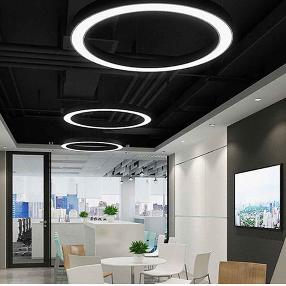 Suspension Cercle noir industriel moderne