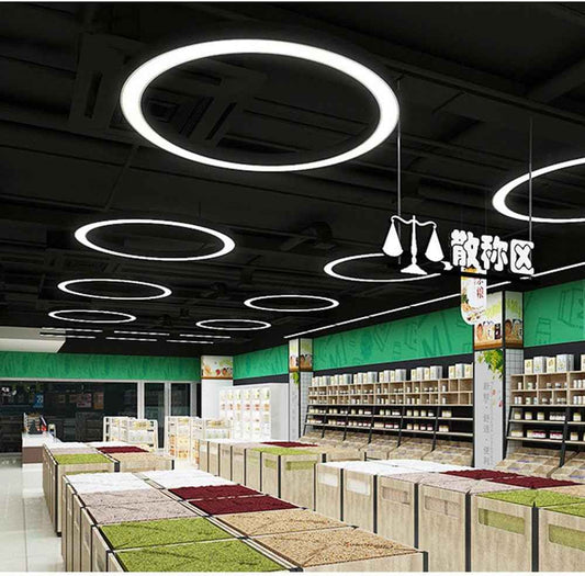 Suspension Cercle noir industriel moderne