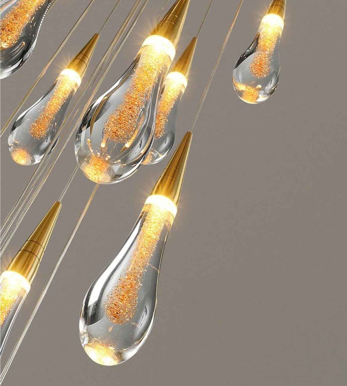 Grand Lustre 13 Tea Drop en verre cristallin double hauteur