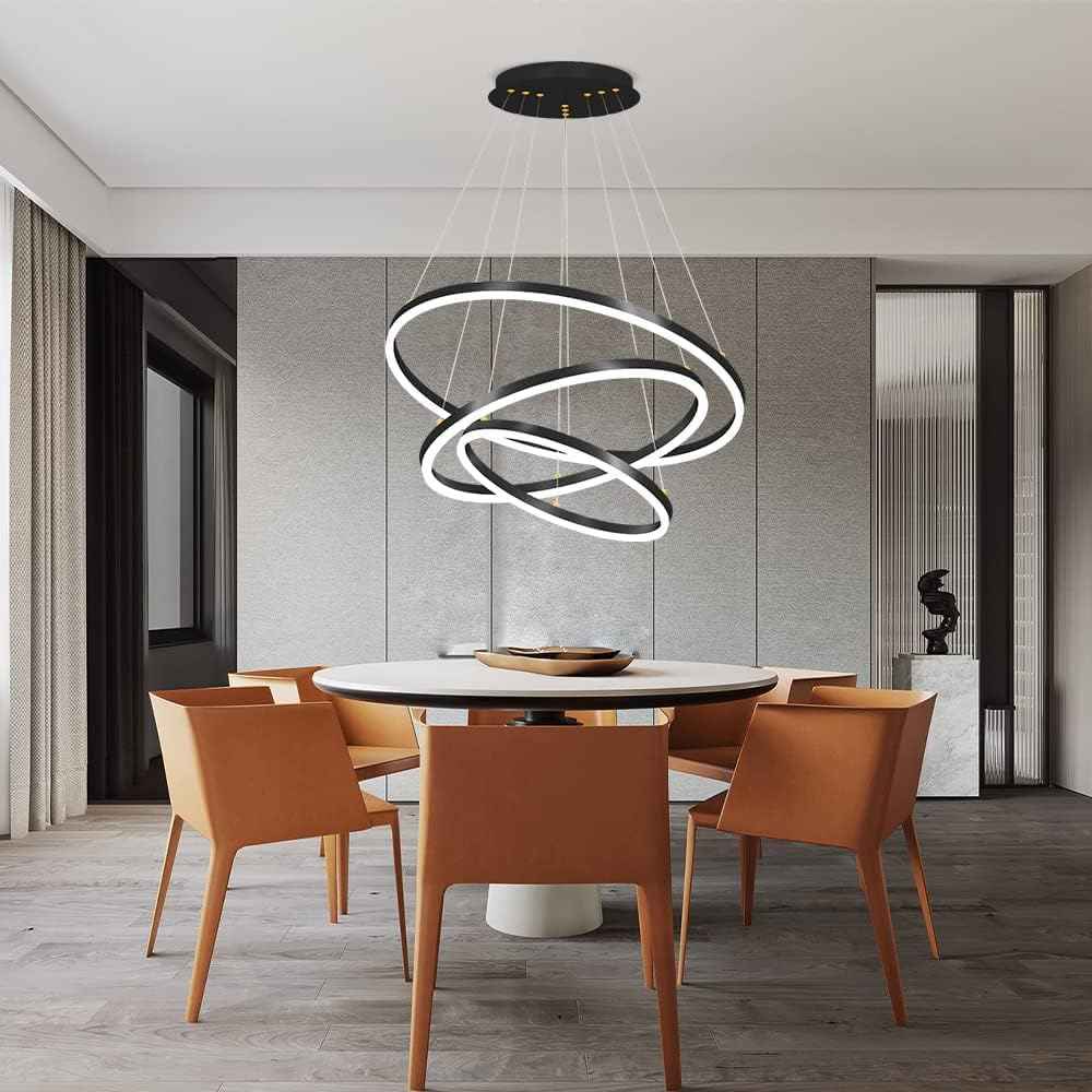 Lustre Royal 3 cercles en Acrylique noir