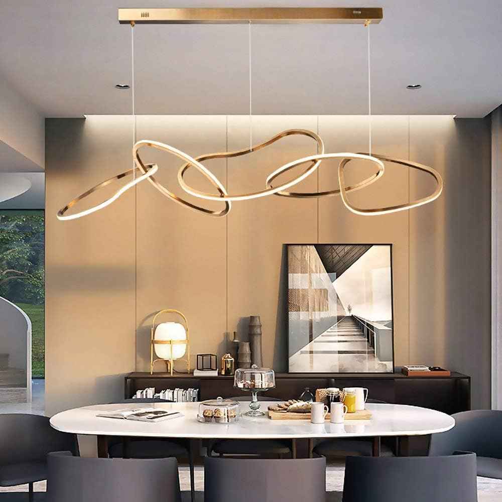 Lustre Cartier longiligne 5 cercles en doré