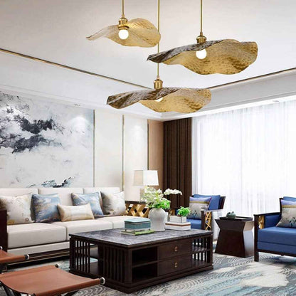 Suspension Coquelicot en doré style rustique