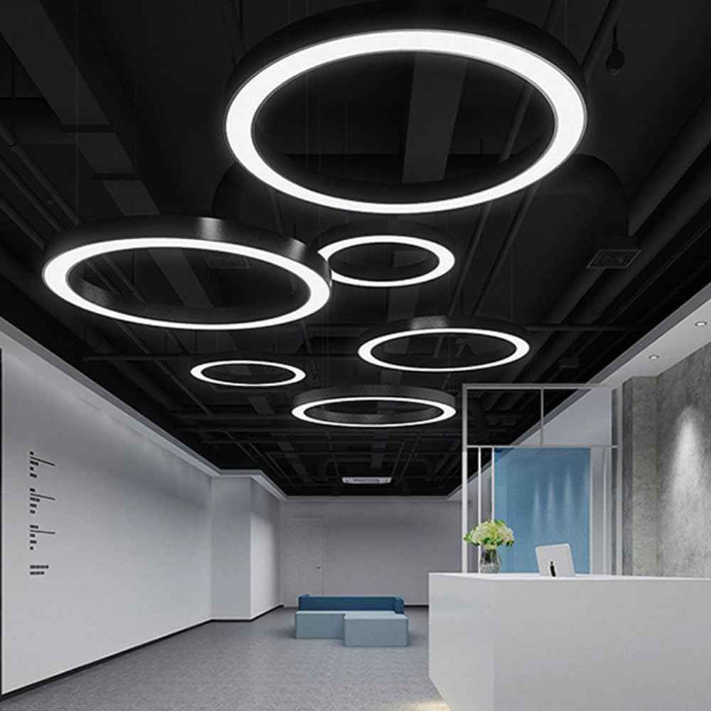 Suspension Cercle noir industriel moderne