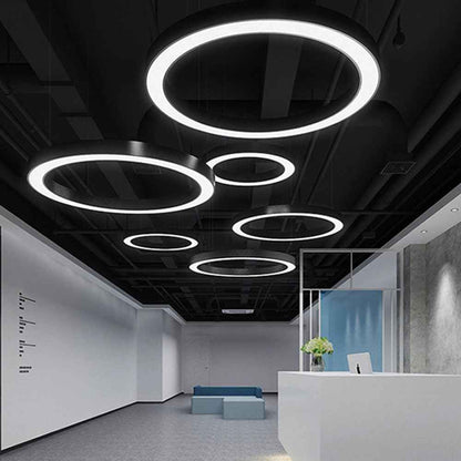 Suspension Cercle noir industriel moderne