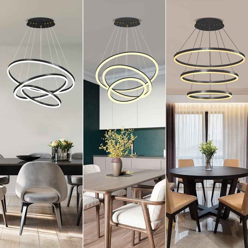 Lustre Royal 3 cercles en Acrylique noir