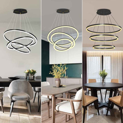 Lustre Royal 3 cercles en Acrylique noir
