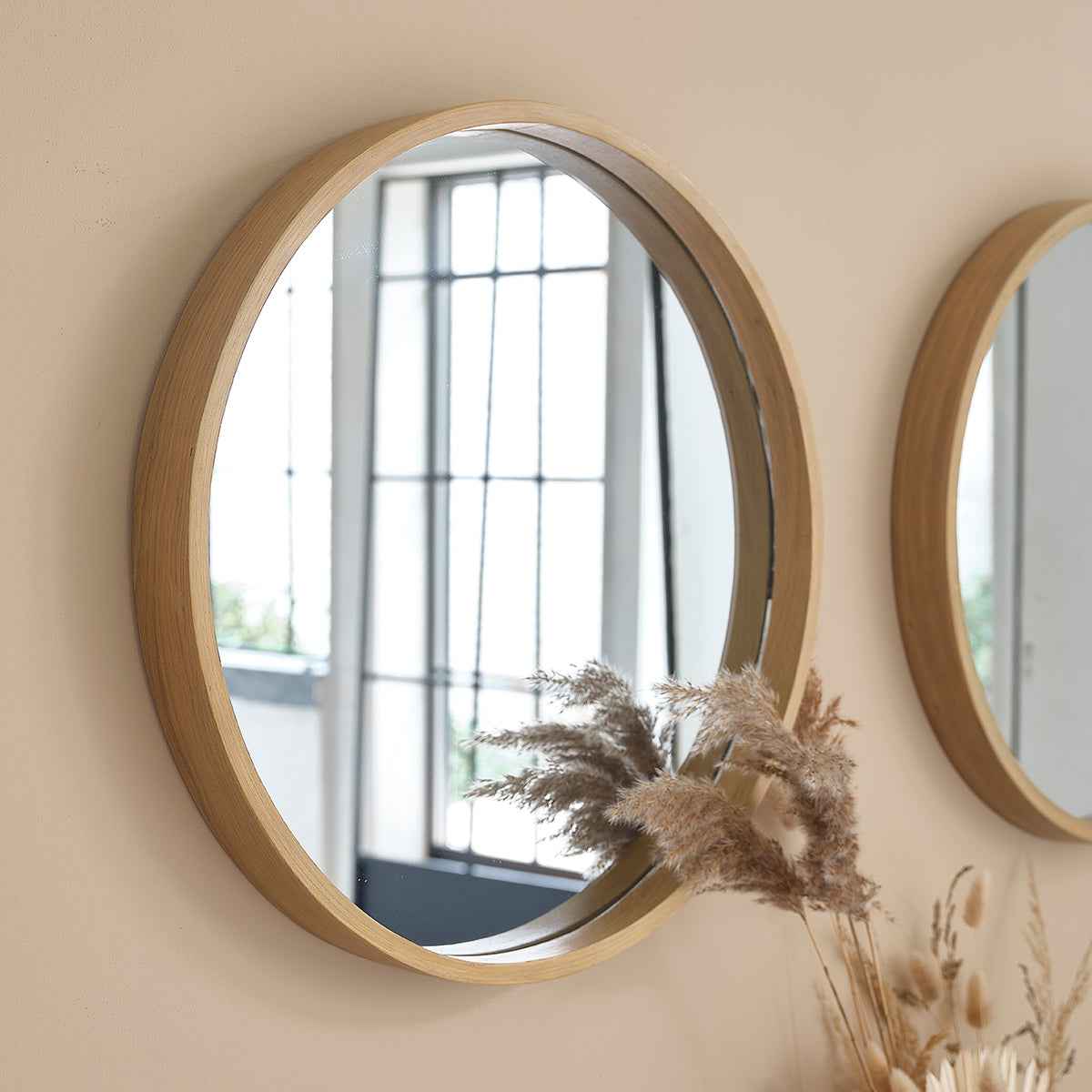 Miroir en chêne massif rond Ø 50 cm