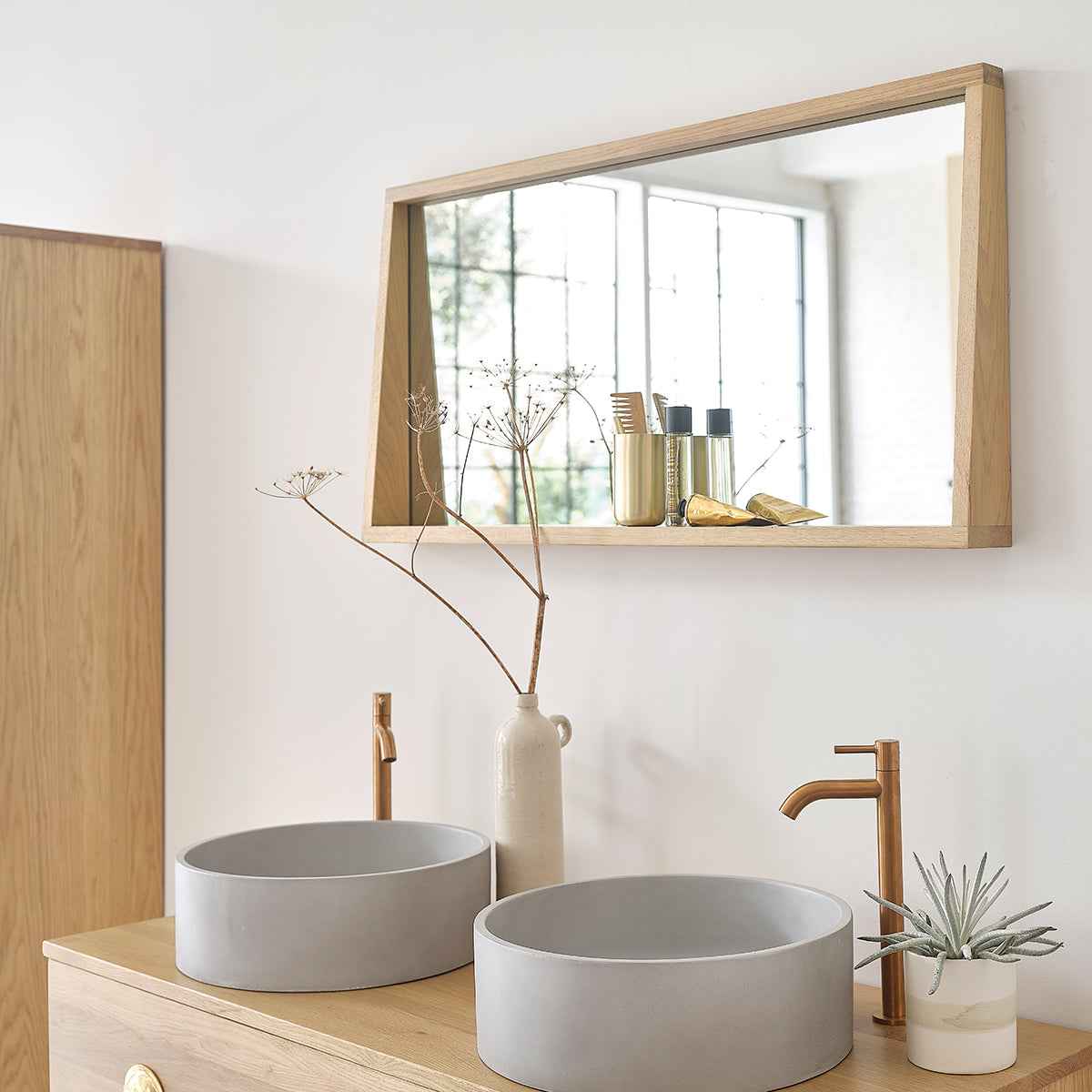 Miroir rectangulaire en chêne massif 100x50 cm