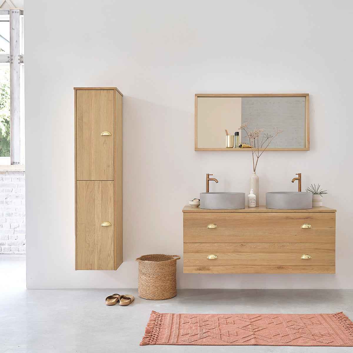 Miroir rectangulaire en chêne massif 100x50 cm