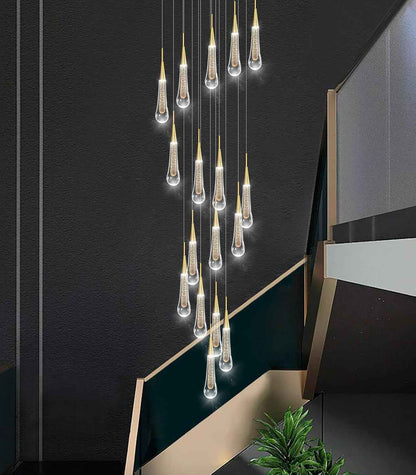 Grand Lustre 13 Tea Drop en verre cristallin double hauteur