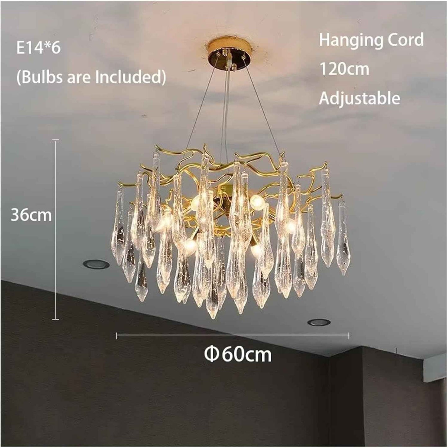 Lustre traditionnel en verre cristallin pour salon marocain