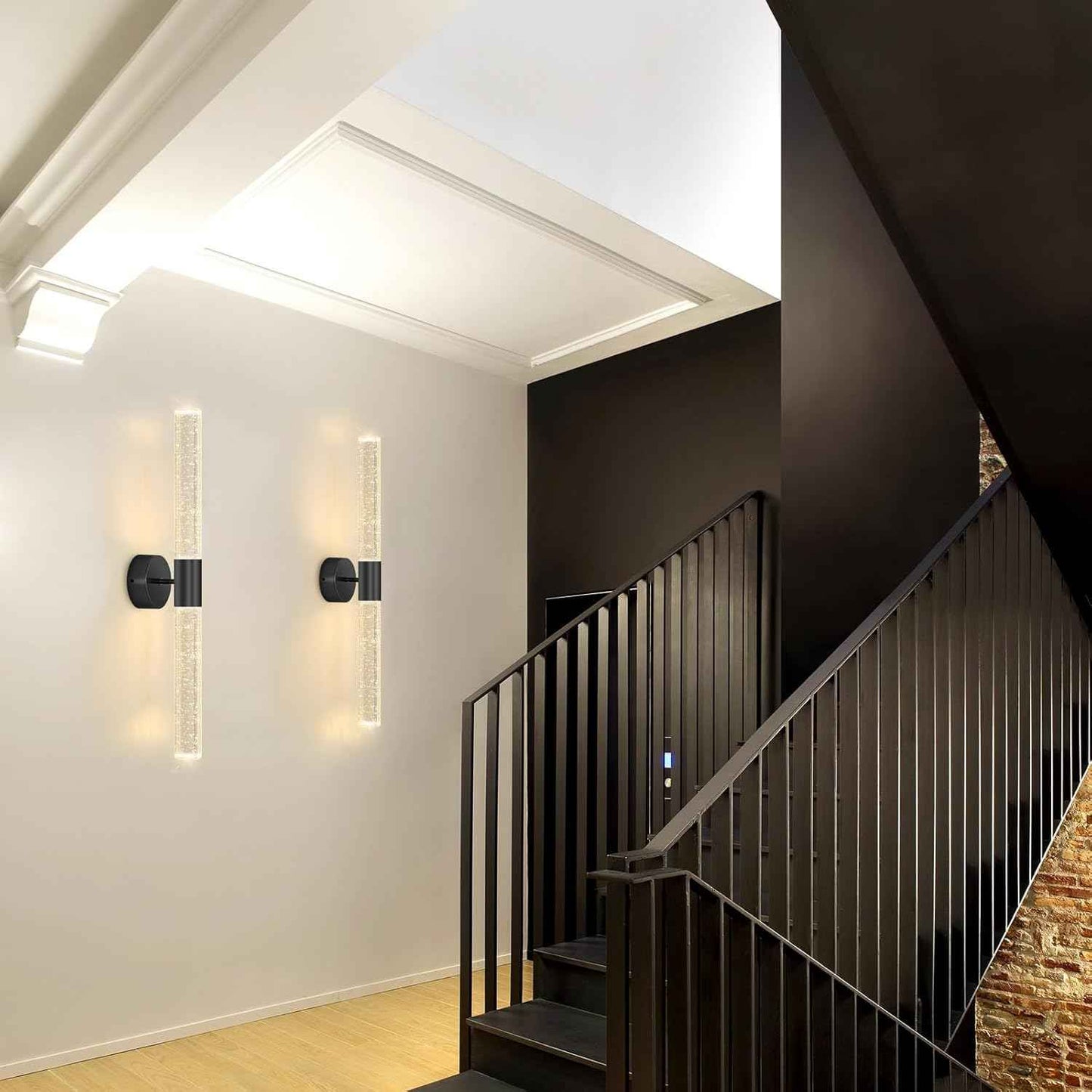 Applique murale en verre craquelé et motif noire