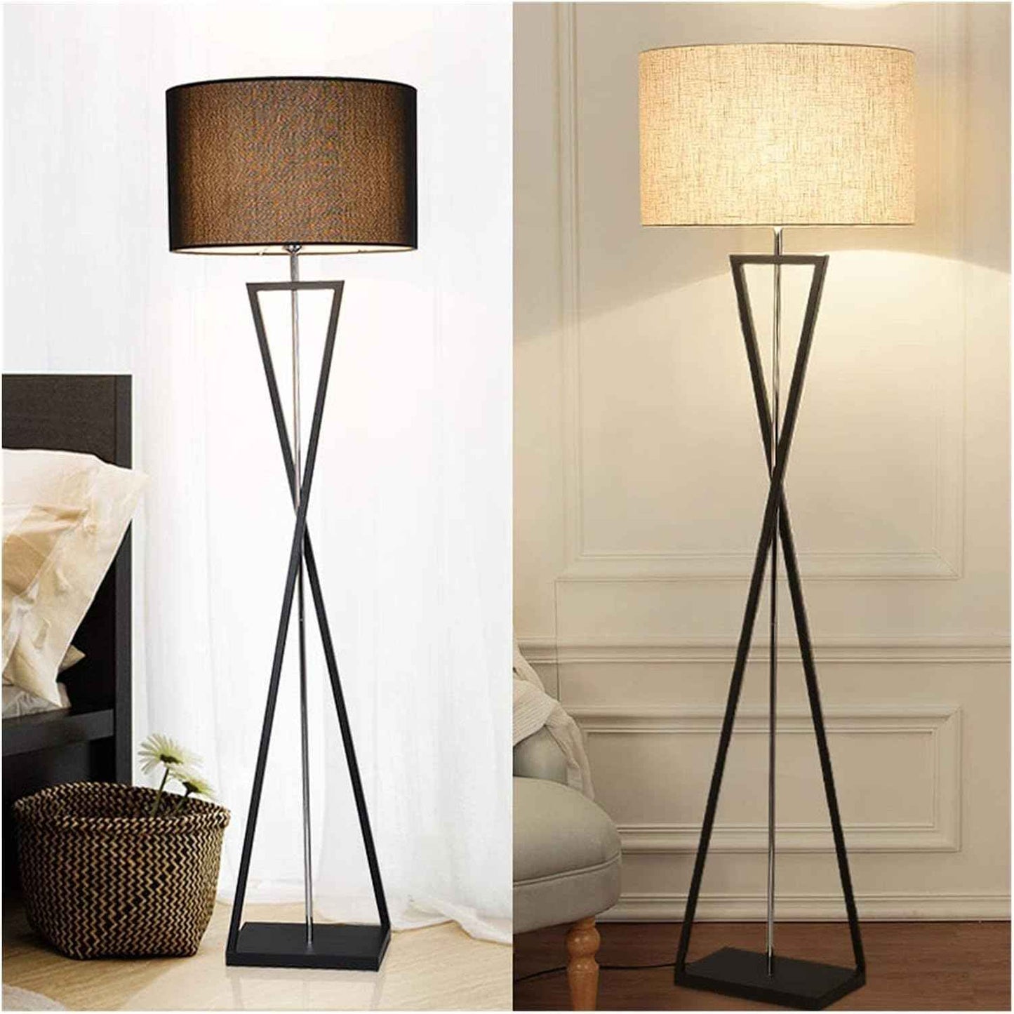 Lampadaire Kaden contemporain en noir & blanc