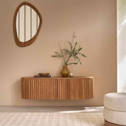 Meuble TV suspendu en bois de teck 140 cm