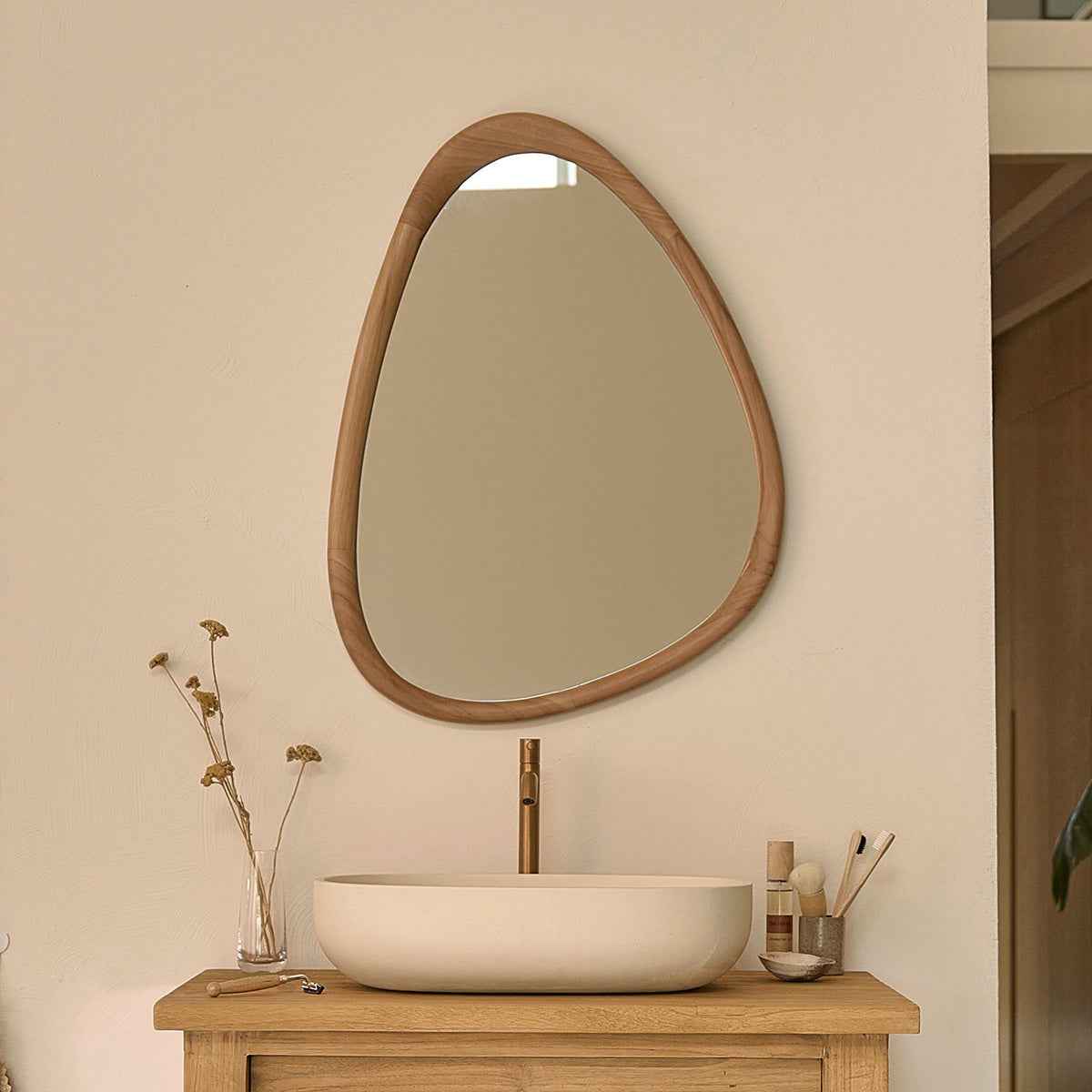 Miroir en teck massif 75x60 cm