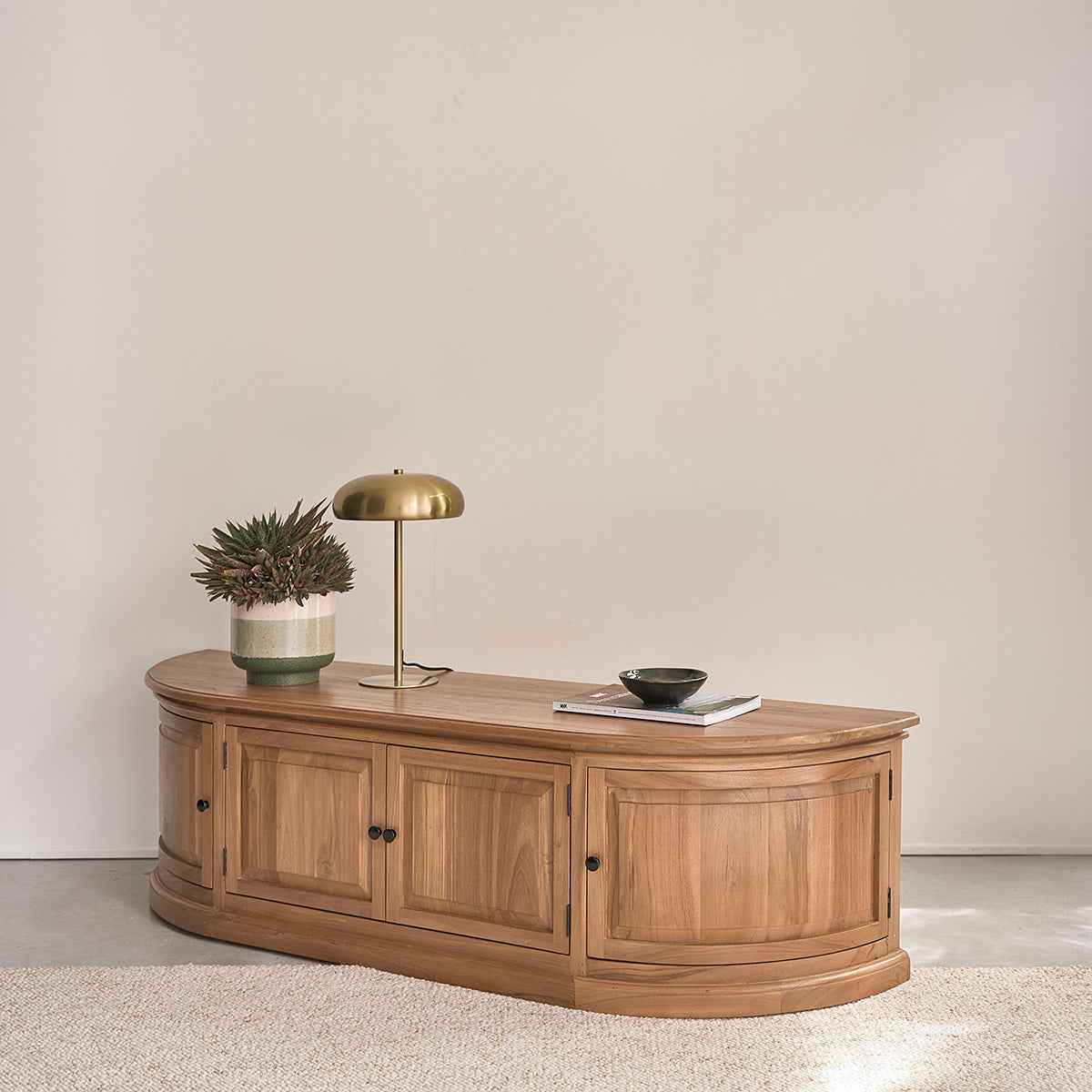 Meuble TV en bois de teck 160 cm