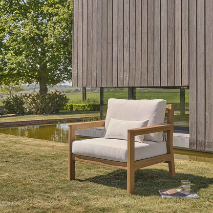 Fauteuil de jardin en teck massif avec coussins