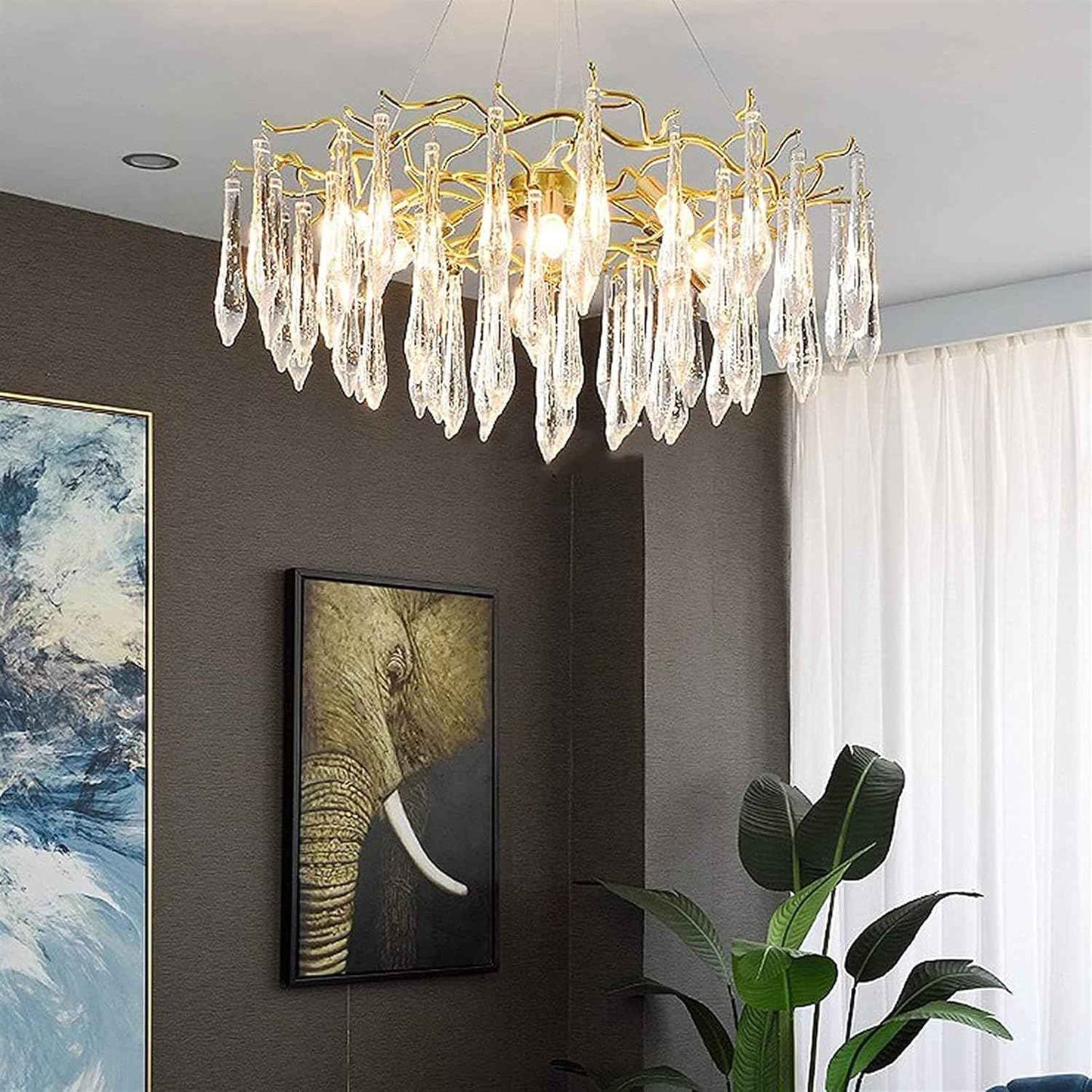 Lustre traditionnel en verre cristallin pour salon marocain