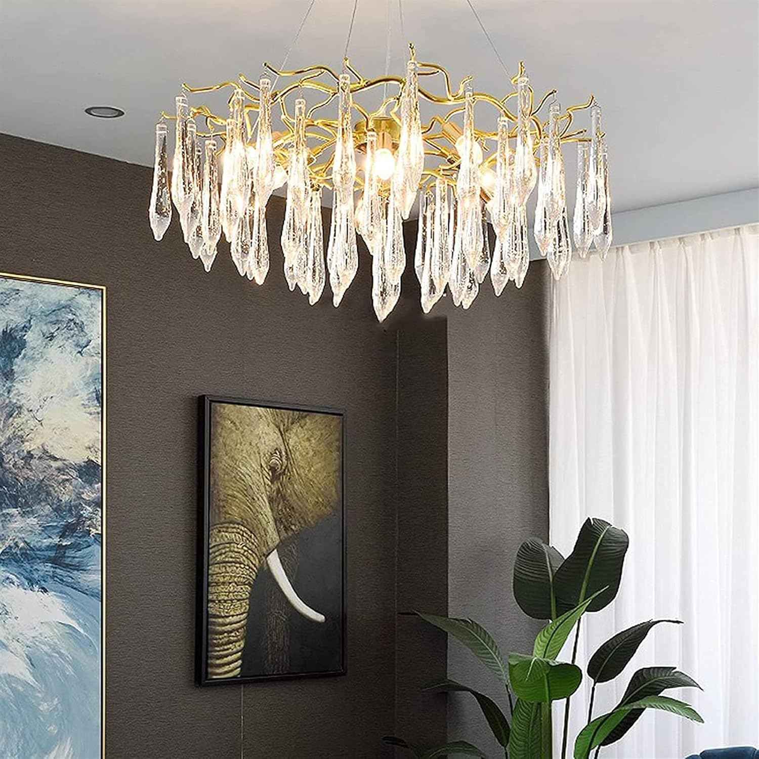 Lustre traditionnel en verre cristallin pour salon marocain