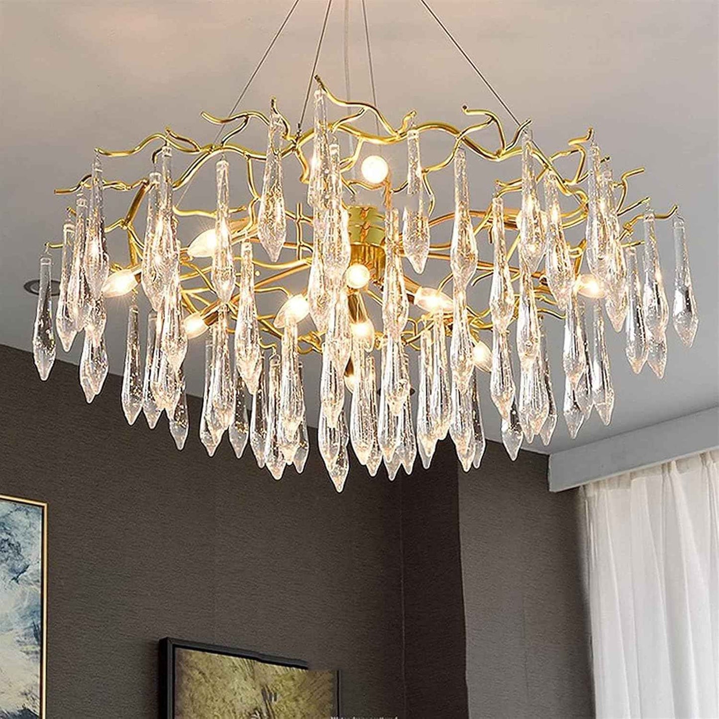 Lustre traditionnel en verre cristallin pour salon marocain