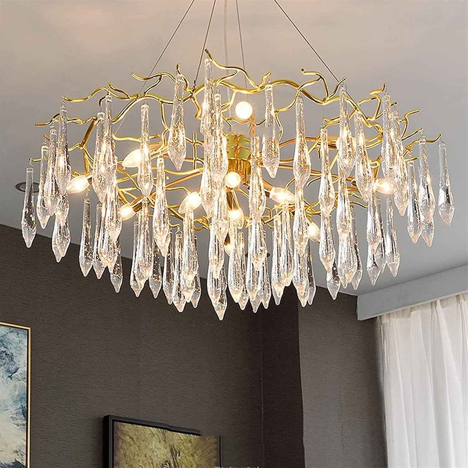 Lustre traditionnel en verre cristallin pour salon marocain