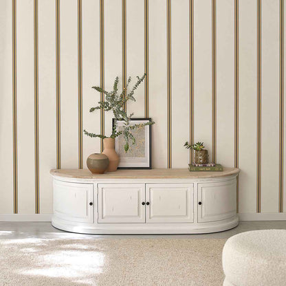 Meuble TV en bois d'acajou et teck blanc 160 cm