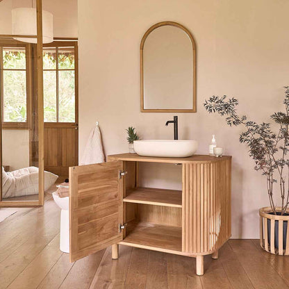 Meuble sous vasque en teck massif 90 cm