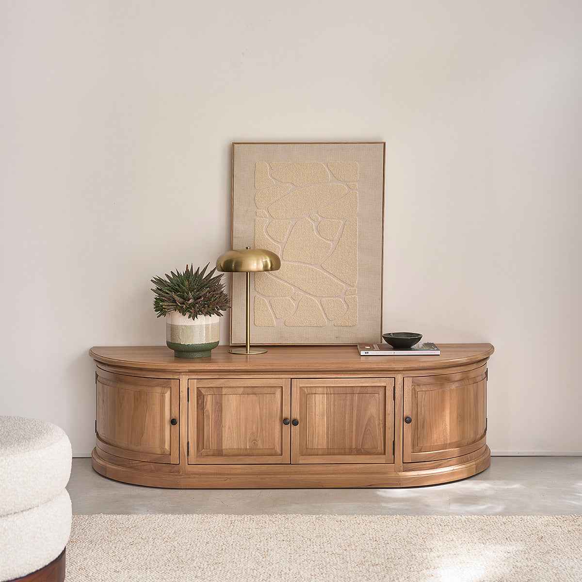 Meuble TV en bois de teck 160 cm