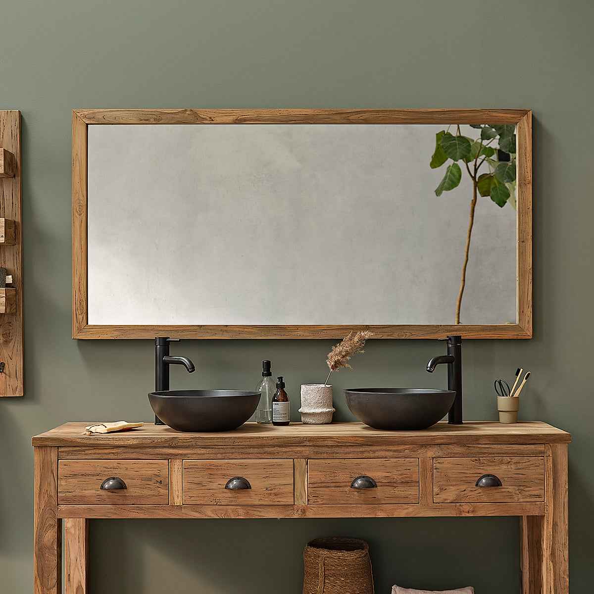 Miroir en teck massif recyclé rectangulaire 160x80 cm