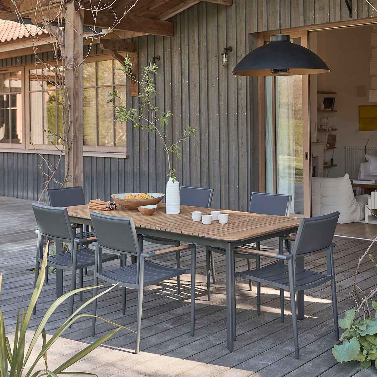 Fauteuil de jardin en teck massif et aluminium