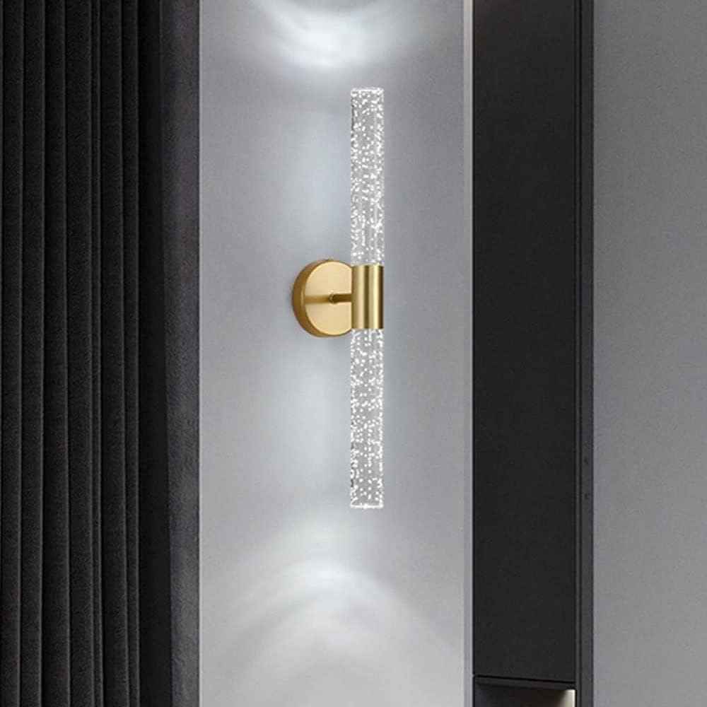 Applique murale en verre craquelé et motif laiton