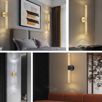 Applique murale en verre craquelé et motif laiton