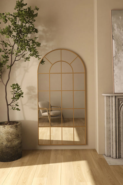 Miroir Pleine Longueur Arche Fenêtre Doré Astrid 200 × 100 cm