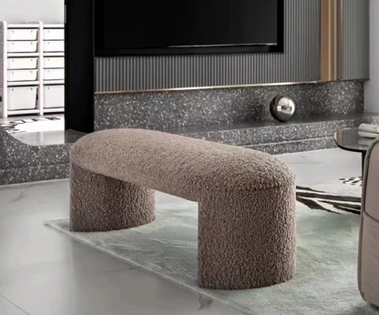 ARU – Banc Rembourré en Tissu Bouclette Orange - Lemiroir.ma