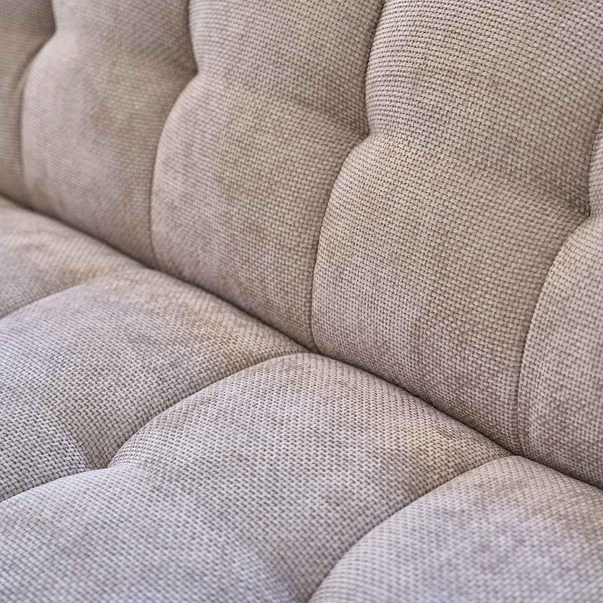 Canapé droit 3 places en velours tressé beige