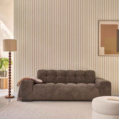 Canapé droit 3 places en velours tressé moka