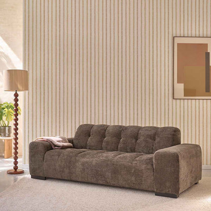 Canapé droit 3 places en velours tressé moka