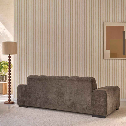 Canapé droit 3 places en velours tressé moka