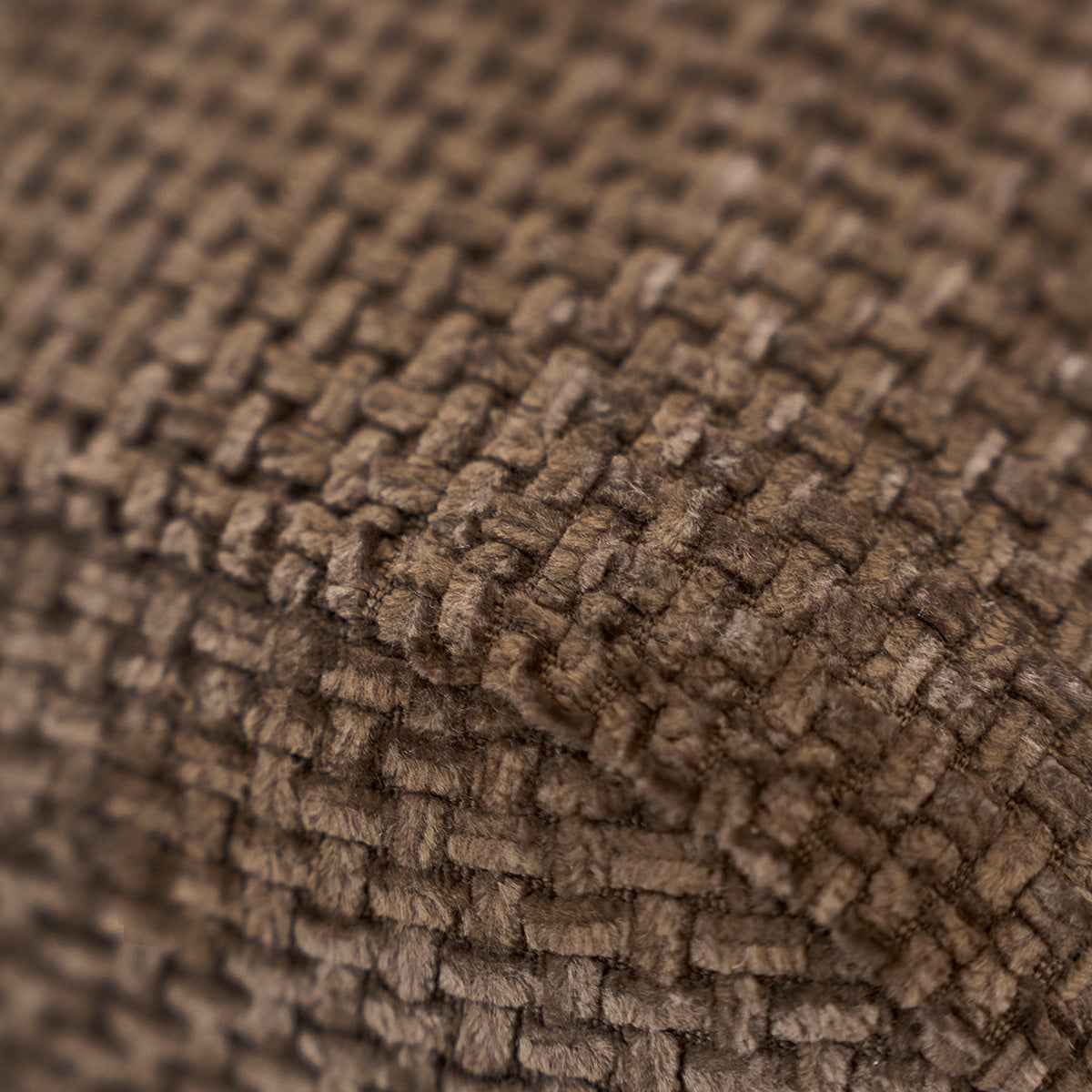 Canapé droit 3 places en velours tressé moka