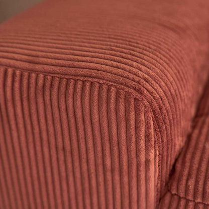 Canapé droit 3 places en velours côtelé terracotta