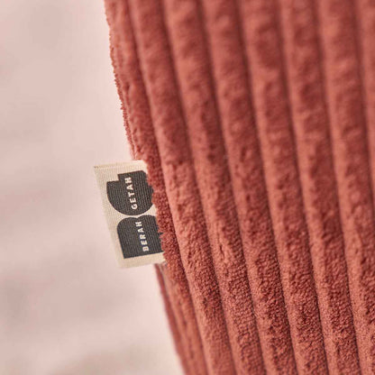 Canapé droit 3 places en velours côtelé terracotta