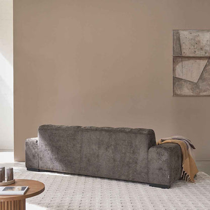 Canapé droit 4 places en velours tressé moka