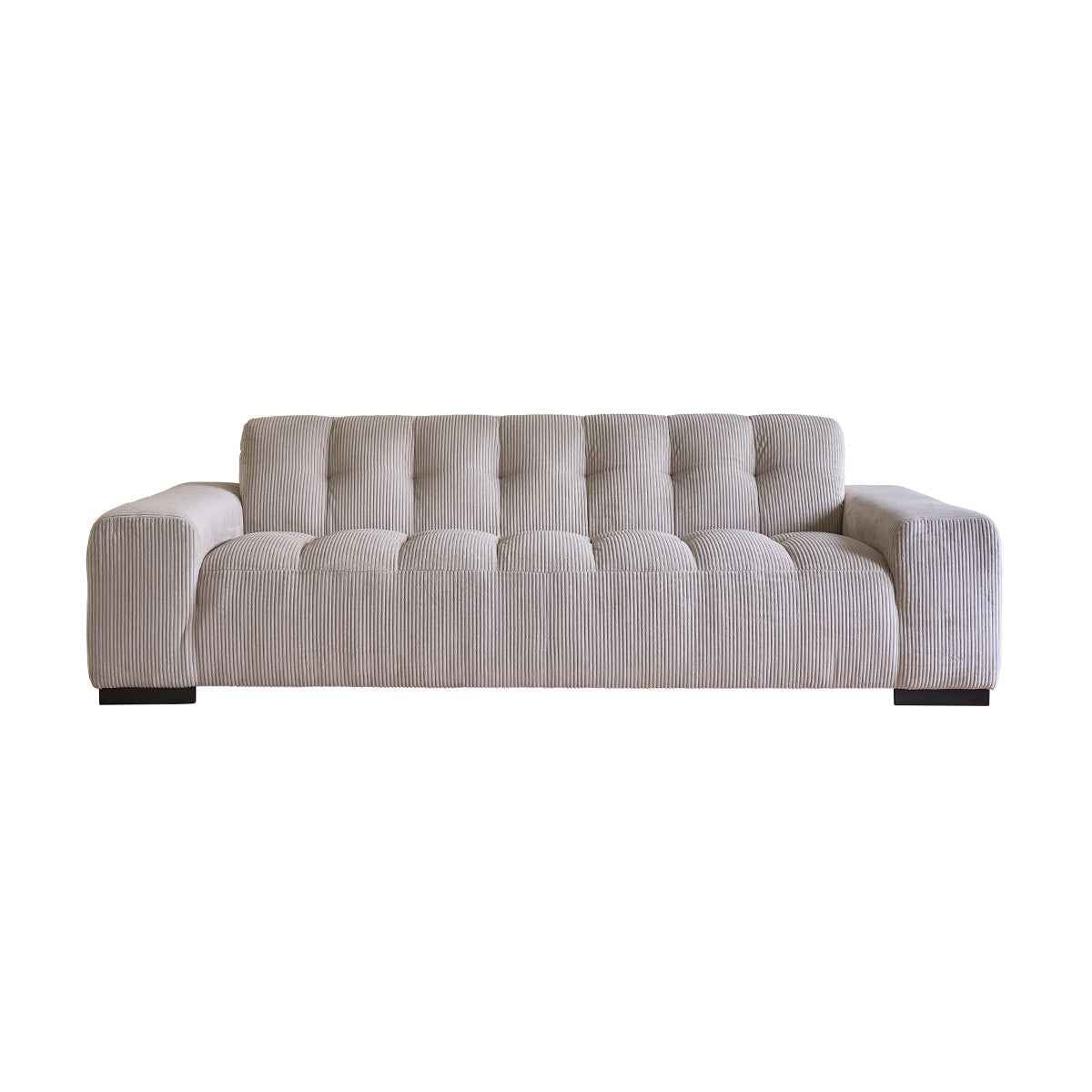 Canapé droit 4 places en velours côtelé écru