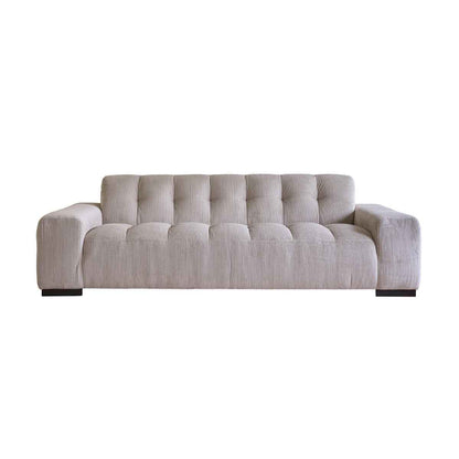 Canapé droit 4 places en velours côtelé écru