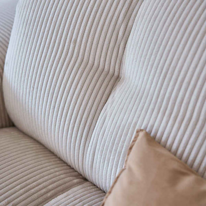 Canapé droit 4 places en velours côtelé écru