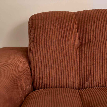 Canapé droit 4 places en velours côtelé terracotta